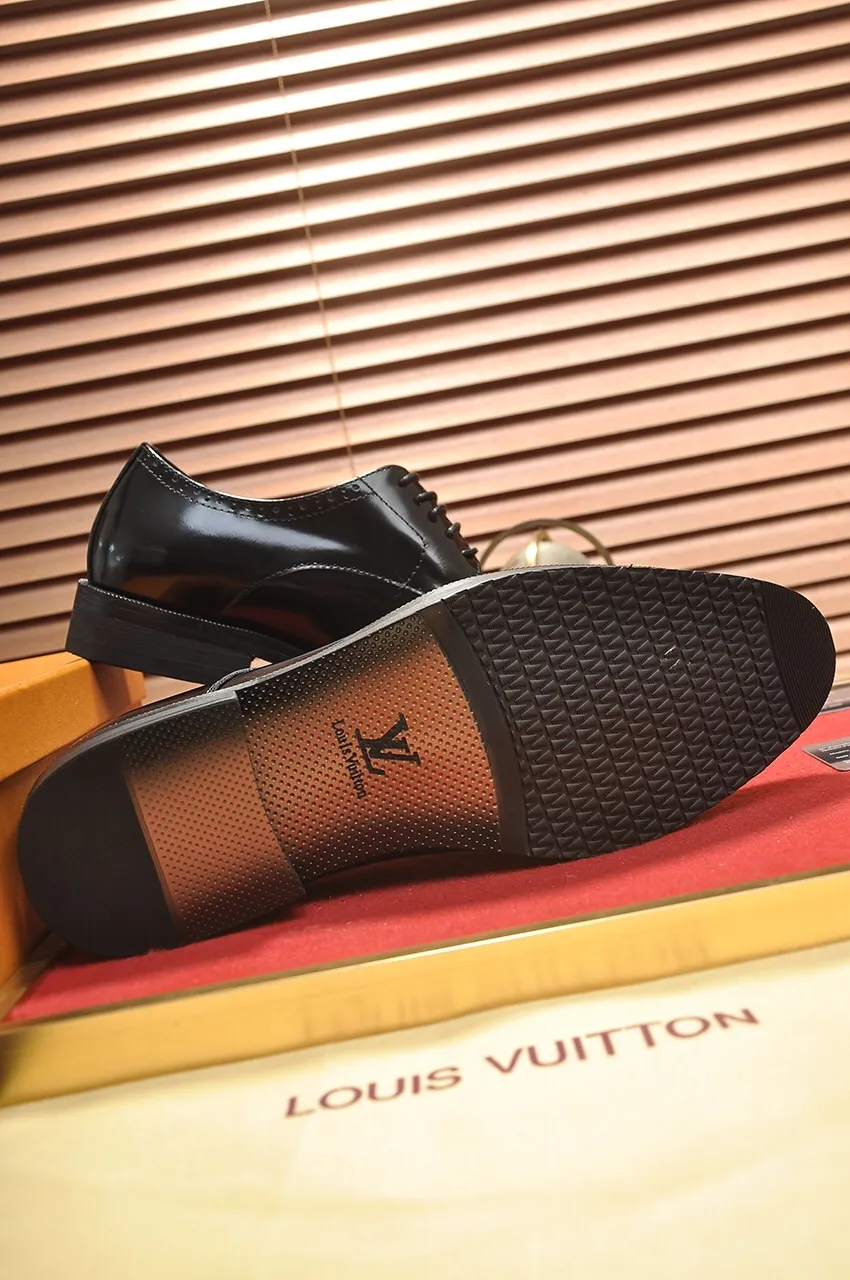 Men's shoes💰460💶【LOUIS VUITTON】(sheepskin lining) new cowhide LV formal shoes🎩🎩❗️🆘made one to one at the counter🎩original quality, imported cowhide upper➕full sheepskin lining➕original rubber outsole, {high quality visible}👣Size: 38-45 (45 custom-made)